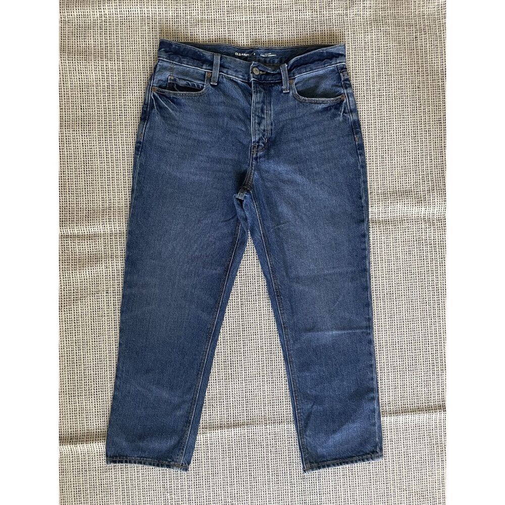 Old Navy Womens High Rise Slouchy Straight Jeans Size 4 Blue Denim Button Fly